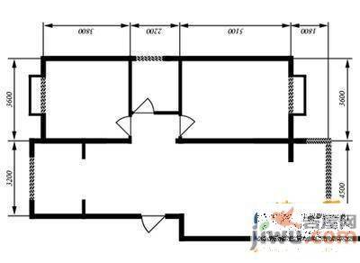 上夼西路2室1厅1卫51㎡户型图