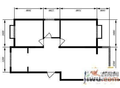 上夼西路2室1厅1卫51㎡户型图