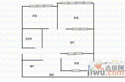 上夼西路2室1厅1卫51㎡户型图