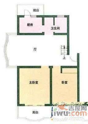 上夼西路2室1厅1卫51㎡户型图