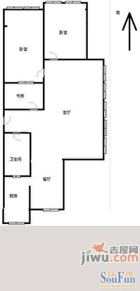 小黄山3室1厅1卫85㎡户型图