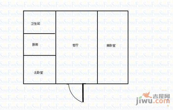 幸福河2室1厅1卫57㎡户型图