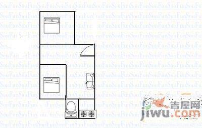 幸福河2室1厅1卫57㎡户型图