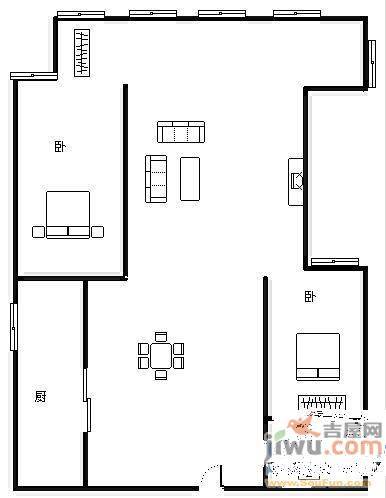 芝罘岛中里3室2厅1卫户型图