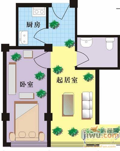 万光希望家园2室1厅1卫43.6㎡户型图