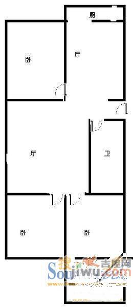 双合里3室1厅1卫户型图