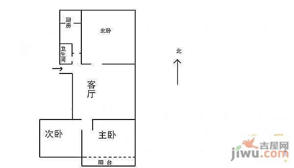 双合里3室1厅1卫户型图