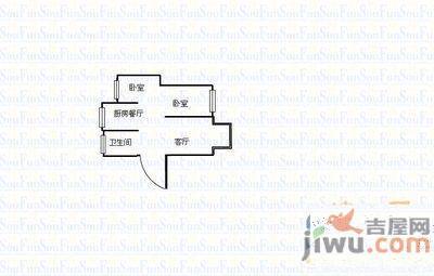 香山花园2室1厅1卫65㎡户型图