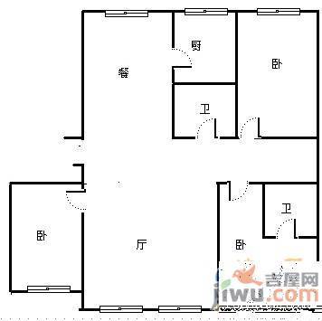 明珠花园3室2厅1卫户型图