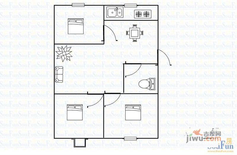 汇福小区2室1厅1卫户型图