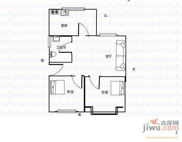 汇福小区2室1厅1卫户型图