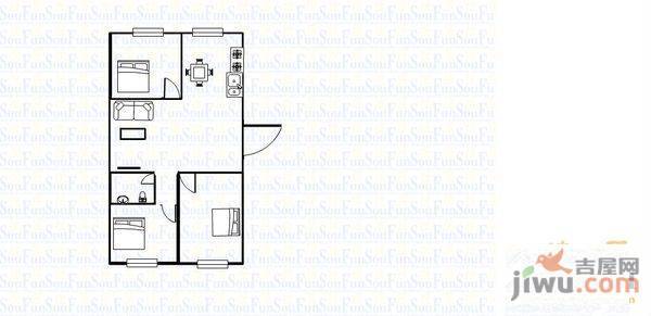 水清木华2室1厅1卫70㎡户型图