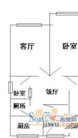 百旺花园1室1厅1卫38㎡户型图