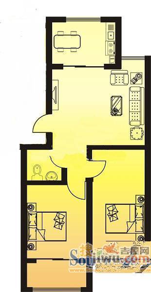 铁路小区2室1厅1卫户型图