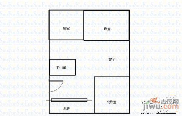 铁路小区2室1厅1卫户型图