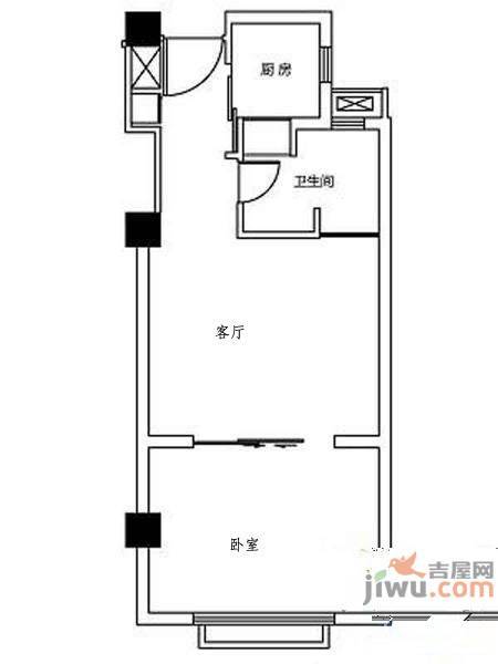 金苹果公寓1室1厅1卫户型图