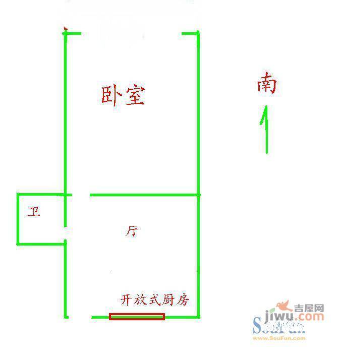 金苹果公寓1室1厅1卫户型图