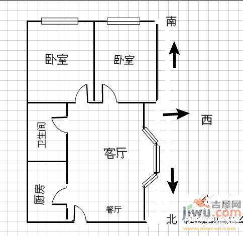 静海国际公寓1室1厅1卫52㎡户型图