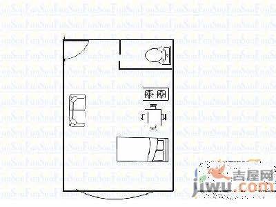 静海国际公寓1室1厅1卫52㎡户型图