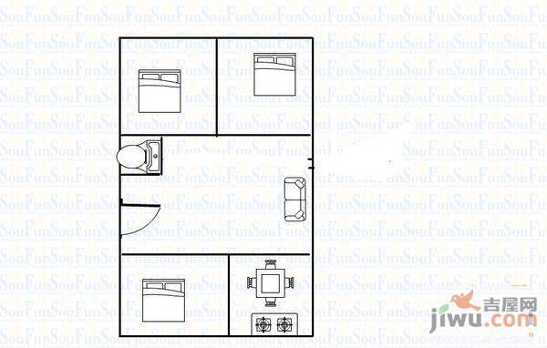 幸福中路小区2室2厅1卫66㎡户型图