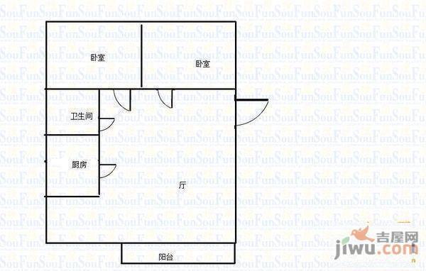 幸福中路小区2室2厅1卫66㎡户型图