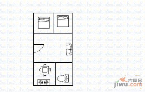 幸福中路小区2室2厅1卫66㎡户型图