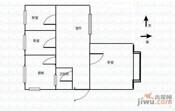 永乐公寓2室1厅1卫户型图