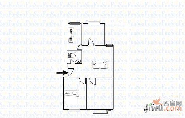 永乐公寓2室1厅1卫户型图