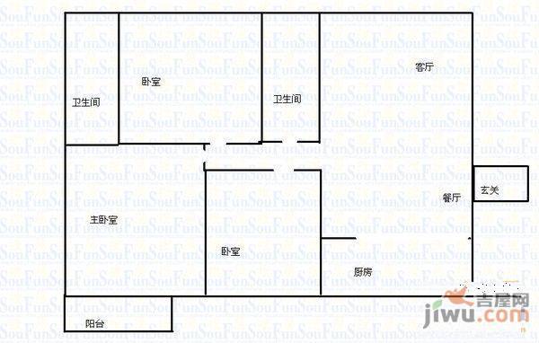 泉鑫大厦2室1厅1卫81㎡户型图