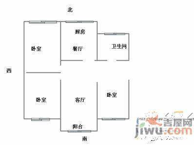 新世纪现代公寓1室2厅1卫60㎡户型图