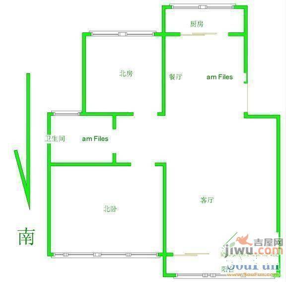 新世纪现代公寓1室2厅1卫60㎡户型图