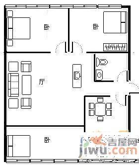 华新小区3室2厅1卫83㎡户型图