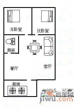 华新小区3室2厅1卫83㎡户型图