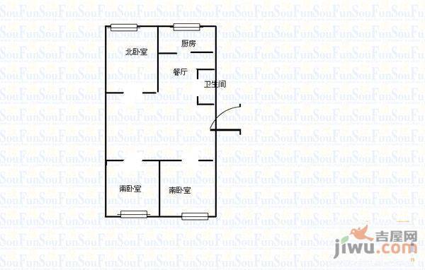 文化路2室2厅1卫83㎡户型图