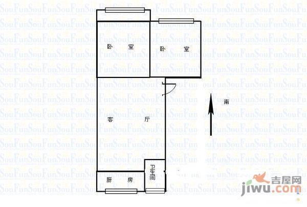 文化路2室2厅1卫83㎡户型图