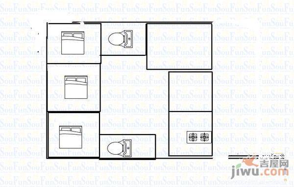 闻涛山庄3室2厅2卫132㎡户型图