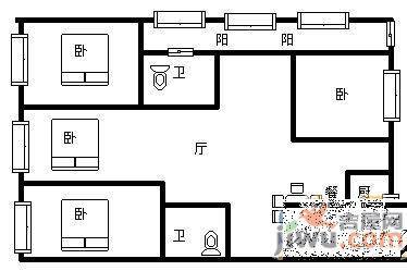 闻涛山庄3室2厅2卫132㎡户型图