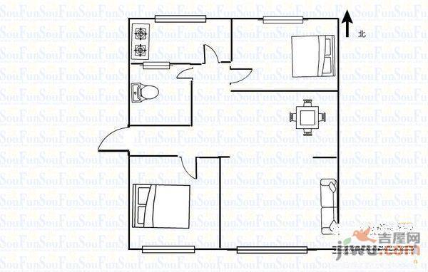 小东夼3室2厅1卫户型图