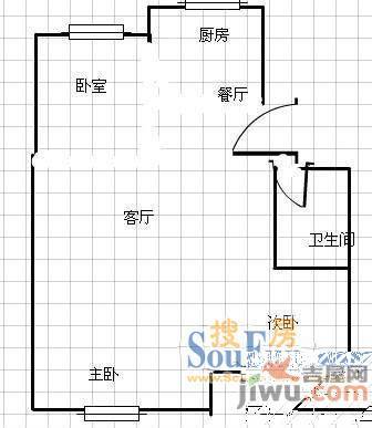 小东夼3室2厅1卫户型图