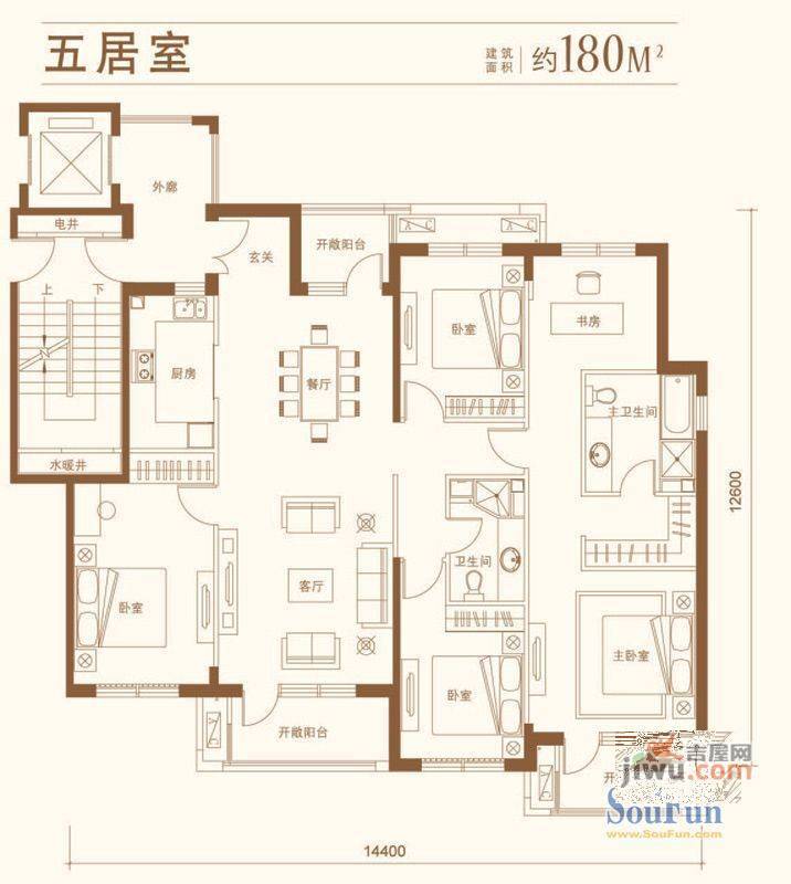 海信慧园二期3室2厅2卫115㎡户型图