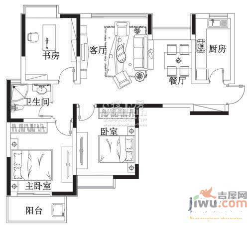 海信慧园二期3室2厅2卫115㎡户型图