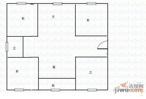 光明花园3室2厅1卫户型图