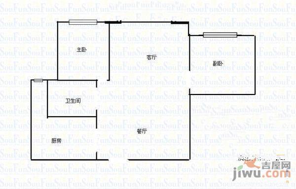 福星大厦3室1厅1卫115㎡户型图