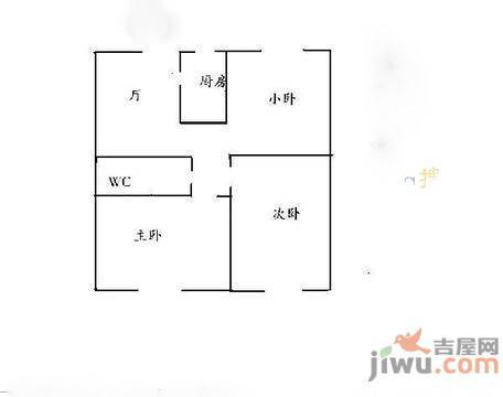 福星大厦3室1厅1卫115㎡户型图