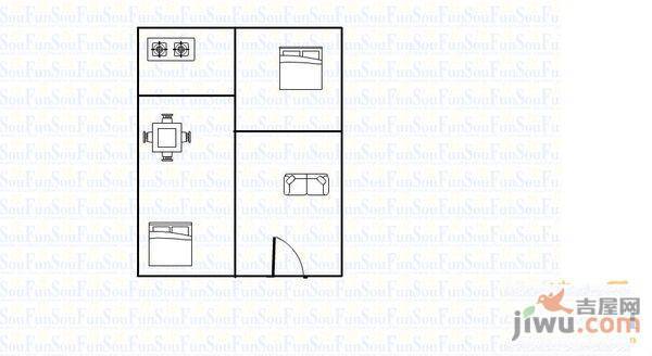 万光幸福家园1室1厅1卫46㎡户型图