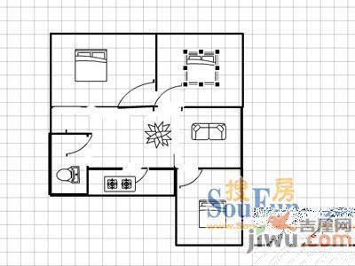 文化五巷2室2厅1卫户型图