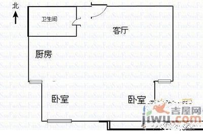 只楚小区2室1厅1卫55㎡户型图