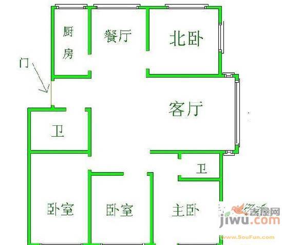 富豪西苑3室2厅1卫户型图