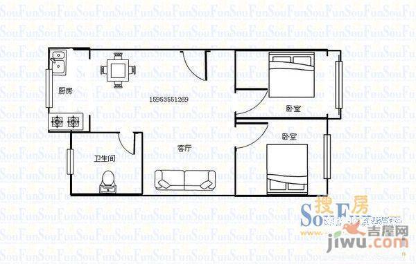 天一苑2室2厅1卫户型图