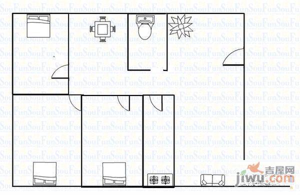 晨光小区2室2厅1卫86㎡户型图